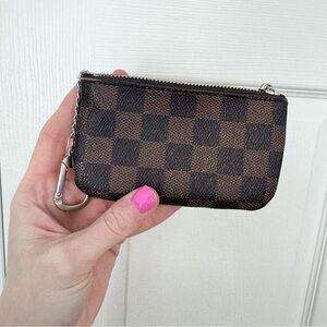 Checkered Brown DAISY ROSE Key Change Pouch AS IS